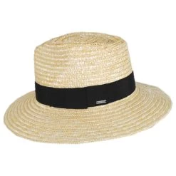 Joanna Petite Brim Wheat Straw Fedora Hat - Honey -ChicHeadwear Haven 413246