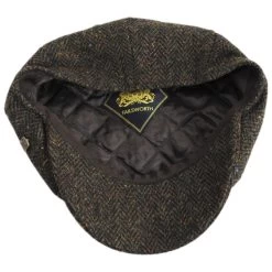 Carloway Herringbone Harris Tweed Wool Newsboy Cap - Brown -ChicHeadwear Haven 414011