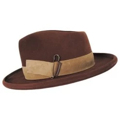 RENEGADE Casville Pencil Curl Brim Wool Felt Fedora Hat -ChicHeadwear Haven 416651