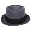 Wool Felt Diamond Crown Fedora Hat - Gray -ChicHeadwear Haven 417360