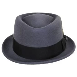 Wool Felt Diamond Crown Fedora Hat - Gray