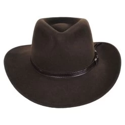 Crushable Wool Felt Outback Hat - Olive Green