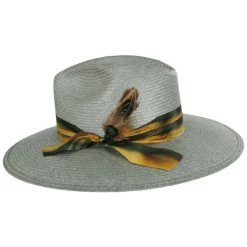 Stetson Caelus Wide Brim Shantung Straw Fedora Hat -ChicHeadwear Haven 427890