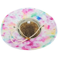 Splash Tie Dye Artisan Rush Straw Lifeguard Hat -ChicHeadwear Haven 428391