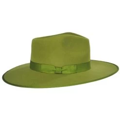 Wool Felt Rancher Fedora Hat - Light Green -ChicHeadwear Haven 431568