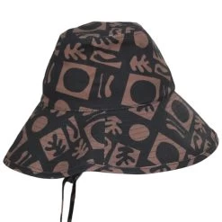 Holiday Retro Cotton Bucket Hat - Brown/Black -ChicHeadwear Haven 431688