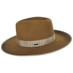 Reno Wool Felt Fedora Hat - Bronze -ChicHeadwear Haven 433268