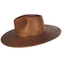 Jo Palm Straw Rancher Fedora Hat - Rust -ChicHeadwear Haven 433388