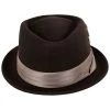 Stout Wool Felt Diamond Crown Fedora Hat - Brown/Tan -ChicHeadwear Haven 434093
