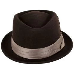 Stout Wool Felt Diamond Crown Fedora Hat - Brown/Tan