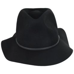 Wesley Packable Wool Felt Fedora Hat - Black