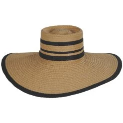 Striped Wide Brim Toyo Straw Boater Hat