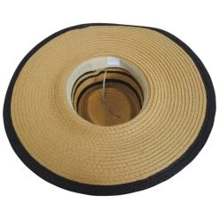Striped Wide Brim Toyo Straw Boater Hat -ChicHeadwear Haven 436394