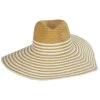 Striped Wide Brim Toyo Straw Fedora Hat