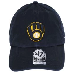 '47 BRAND Milwaukee Brewers MLB Clean Up Strapback Baseball Cap Dad Hat