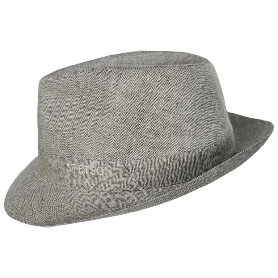 Stetson Linen Herringbone Trilby Fedora Hat 4 Stetson Linen Herringbone Trilby Fedora Hat - Image 2