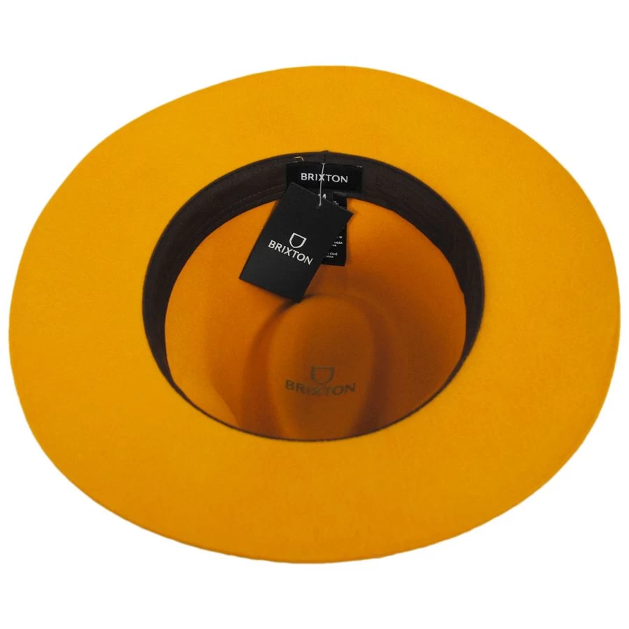 Wesley Wool Felt Floppy Fedora Hat - Gold 5 Wesley Wool Felt Floppy Fedora Hat - Gold - Image 3