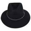 Messer Wool Felt Western Fedora Hat - Black -ChicHeadwear Haven 441692