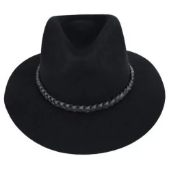 Messer Wool Felt Western Fedora Hat - Black