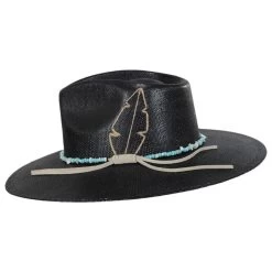 CHARLIE 1 HORSE Midnight Toker Shantung Straw Wide Brim Fedora Hat -ChicHeadwear Haven 442091