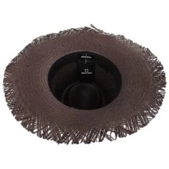 Jo Toyo Straw Frayed Fedora Hat - Dark Brown -ChicHeadwear Haven 443436