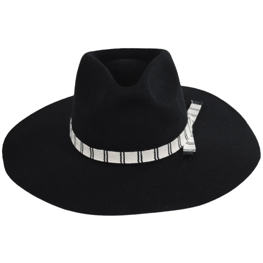 Leigh Wool Felt Wide Brim Fedora Hat - Black 3 Leigh Wool Felt Wide Brim Fedora Hat - Black