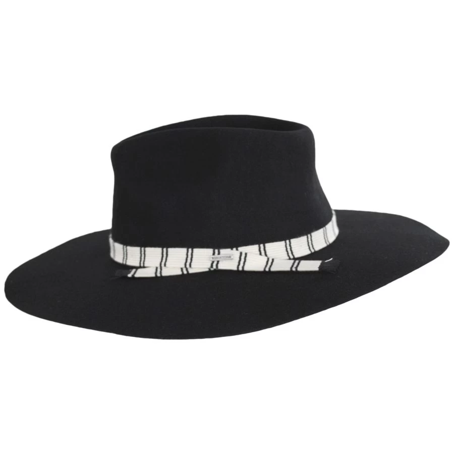 Leigh Wool Felt Wide Brim Fedora Hat - Black 4 Leigh Wool Felt Wide Brim Fedora Hat - Black - Image 2