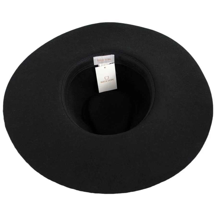 Leigh Wool Felt Wide Brim Fedora Hat - Black 5 Leigh Wool Felt Wide Brim Fedora Hat - Black - Image 3