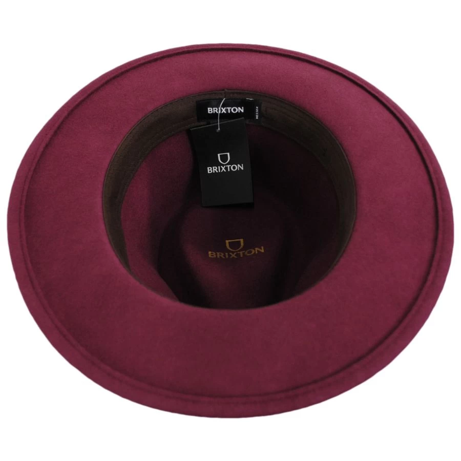 Messer Wool Felt Fedora Hat - Maroon 5 Messer Wool Felt Fedora Hat - Maroon - Image 3