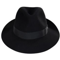 Borsalino Alessandria Shaved Fur Felt Fedora Hat - Black