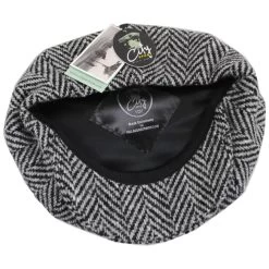 Large Herringbone Donegal Tweed Wool Newsboy Cap -ChicHeadwear Haven 454104