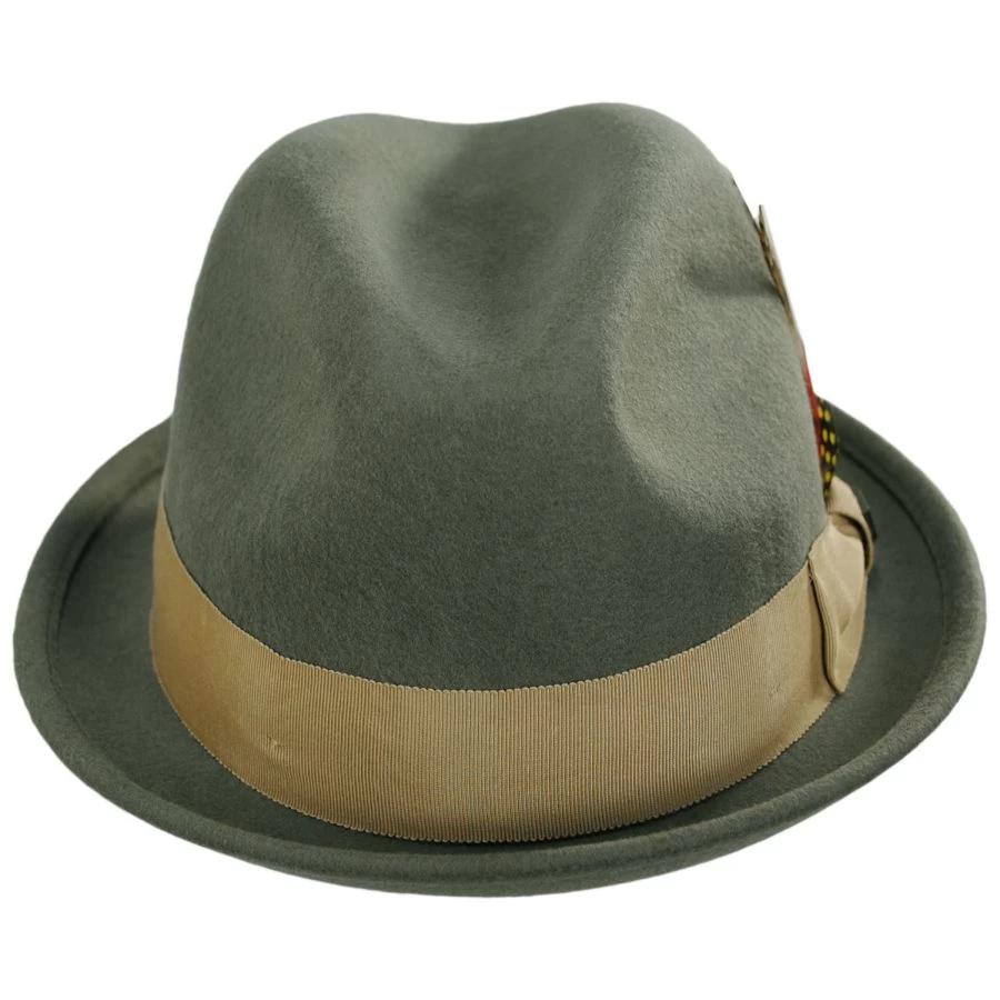 Gain Wool Felt Fedora Hat - Olive Green 3 Gain Wool Felt Fedora Hat - Olive Green