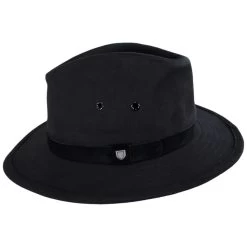 Messer X Adventure Cotton Safari Fedora Hat - Black -ChicHeadwear Haven 462687