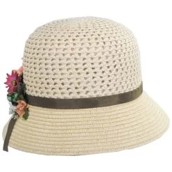 Toyo Straw Mum Flower Cloche Hat