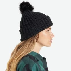 Dillon Knit Pom Pom Beanie - Black -ChicHeadwear Haven 472950