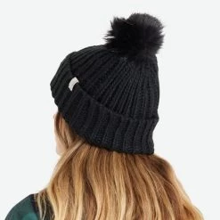 Dillon Knit Pom Pom Beanie - Black -ChicHeadwear Haven 472953