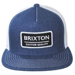 Palmer Mesh Cotton Blend Trucker Snapback Baseball Cap - Denim Blue
