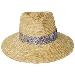 Joanna Petite Brim Wheat Straw Fedora Hat - Natural/White