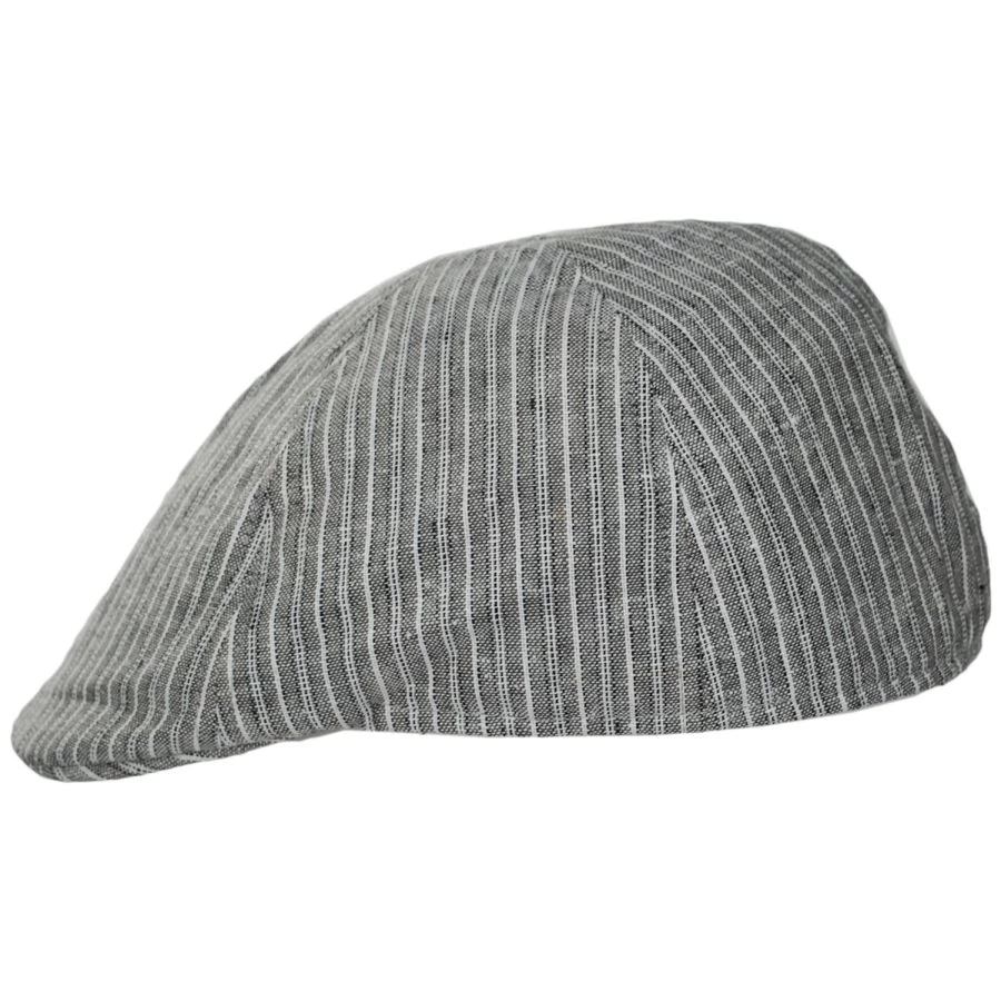 Striped Linen And Cotton Duckbill Ivy Cap - Brown 4 Striped Linen And Cotton Duckbill Ivy Cap - Brown - Image 2