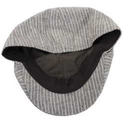 Striped Linen And Cotton Duckbill Ivy Cap - Brown 7 Striped Linen And Cotton Duckbill Ivy Cap - Brown -ChicHeadwear Haven 474005