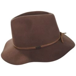 Wesley Wool Felt Floppy Fedora Hat - Dark Tan -ChicHeadwear Haven 474588