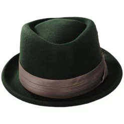 Stout Wool Felt Diamond Crown Fedora Hat - Moss