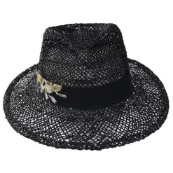 Aloha Seagrass Straw Fedora Hat - Black