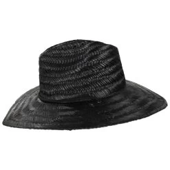 Messer Palm Leaf Straw Lifeguard Hat - Black -ChicHeadwear Haven 475100