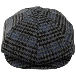 Brood Houndstooth Plaid Newsboy Cap - Heather Gray