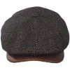Stetson Micro Houndstooth Leather Peak Newsboy Cap -ChicHeadwear Haven 475763