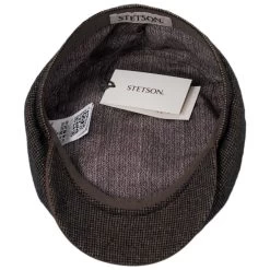 Stetson Micro Houndstooth Leather Peak Newsboy Cap -ChicHeadwear Haven 475769