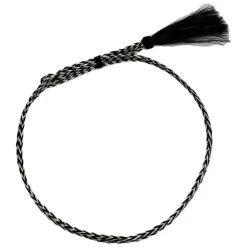 Snake Two-Tone Horse Hair Braid Single Tassel Hat Band - Black