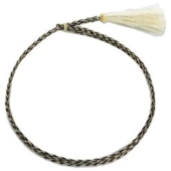 Snake Two-Tone Horse Hair Braid Single Tassel Hat Band - Brown