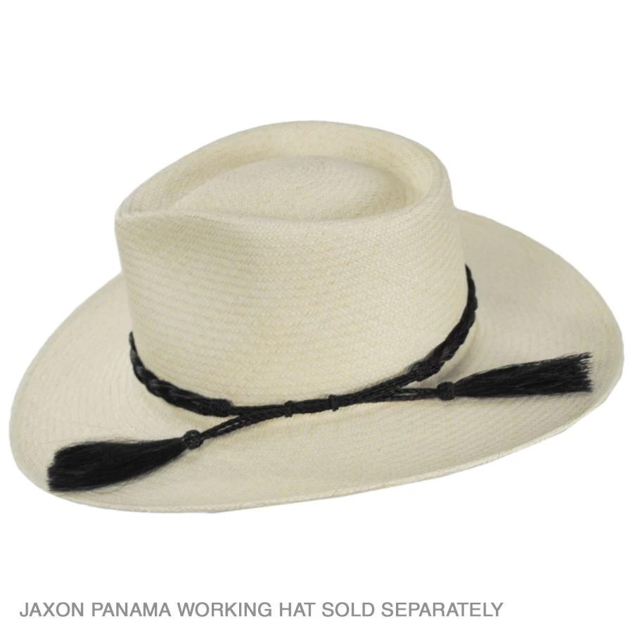 Solid Color Horse Hair Braid Double Tassel Hat Band - Black 5 Solid Color Horse Hair Braid Double Tassel Hat Band - Black - Image 3